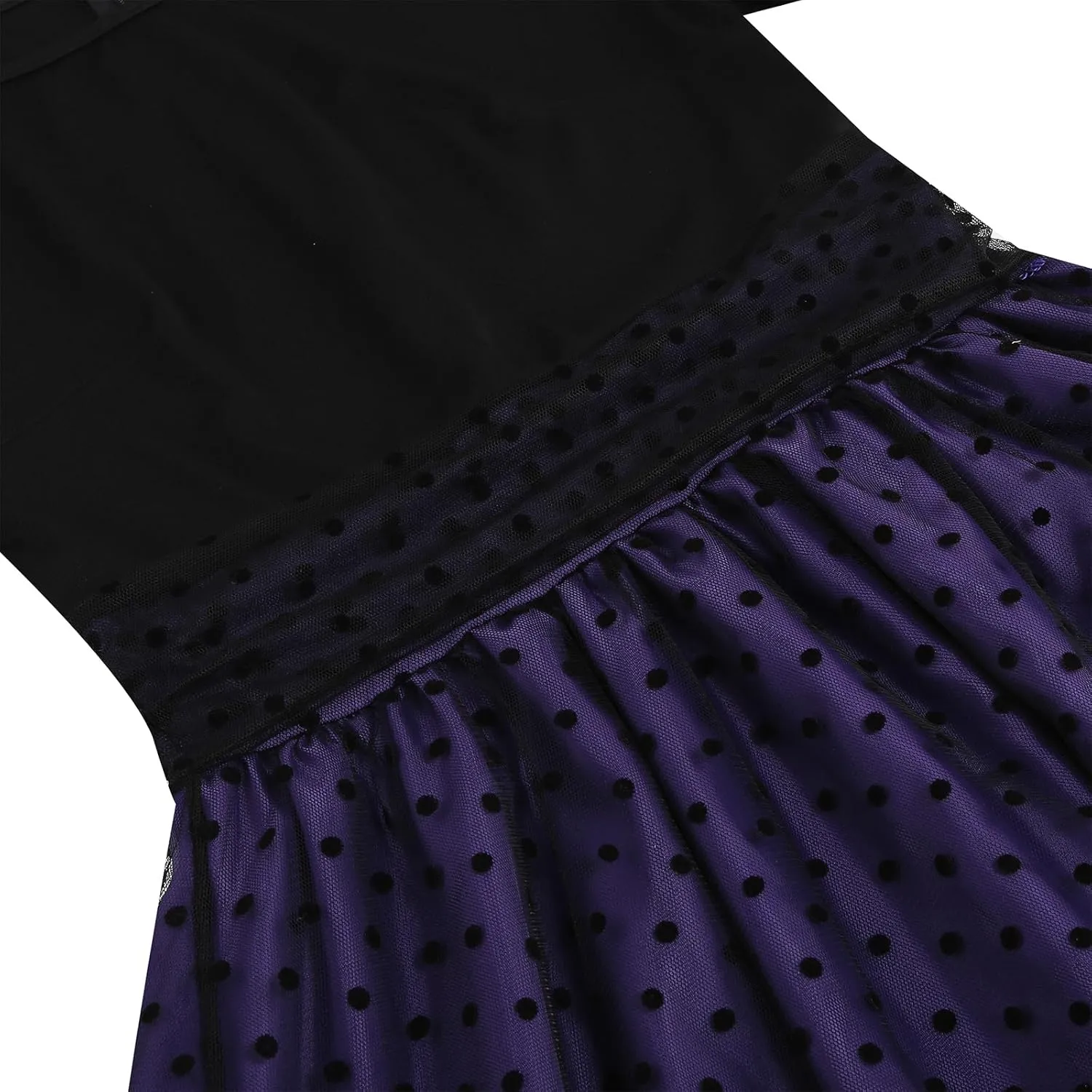 Womens 1950s Vintage Cocktail Party Dress Long Sleeve Polka Dots Mesh Retro Rockabilly Swing Dresses Fall Dress