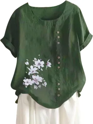 Womens Button Down Shirt Cotton and Slub Long Sleeve Pocket Button Tee Casual Popular Blouse Tops(S 3XL) Womens Top
