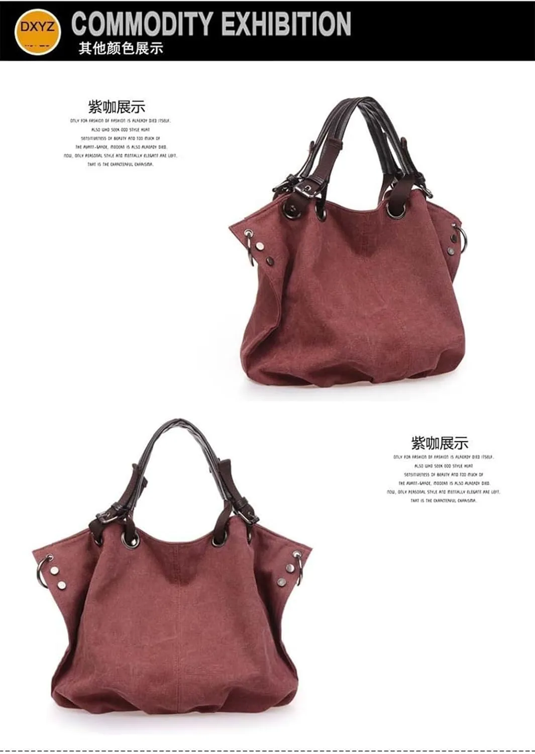 Women's Canvas Bag Large Capacity Handbag Shoulder Messenger Bag(E)
