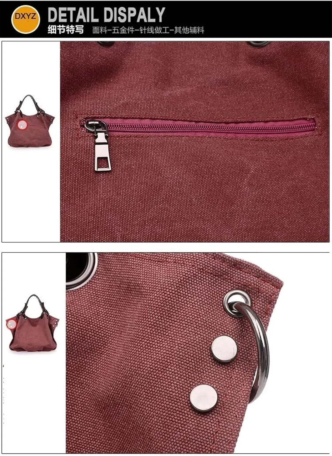 Women's Canvas Bag Large Capacity Handbag Shoulder Messenger Bag(E)