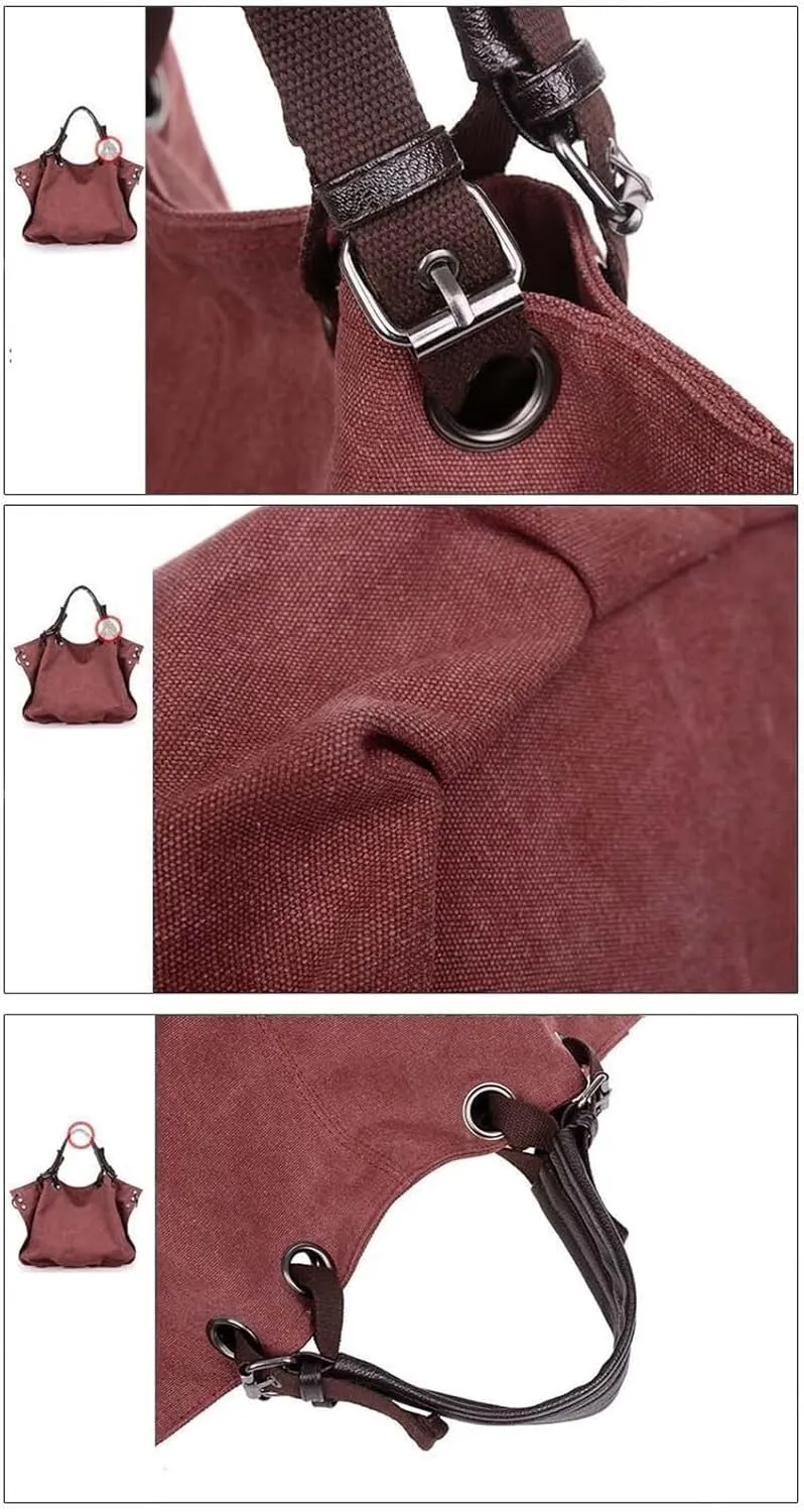 Women's Canvas Bag Large Capacity Handbag Shoulder Messenger Bag(E)