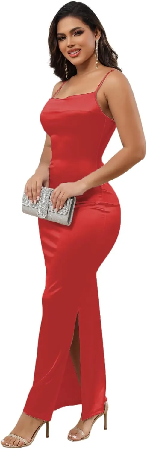 Women's Classic Bodycon Wedding Guest Dress Formal Cocktail Party Evening Gown