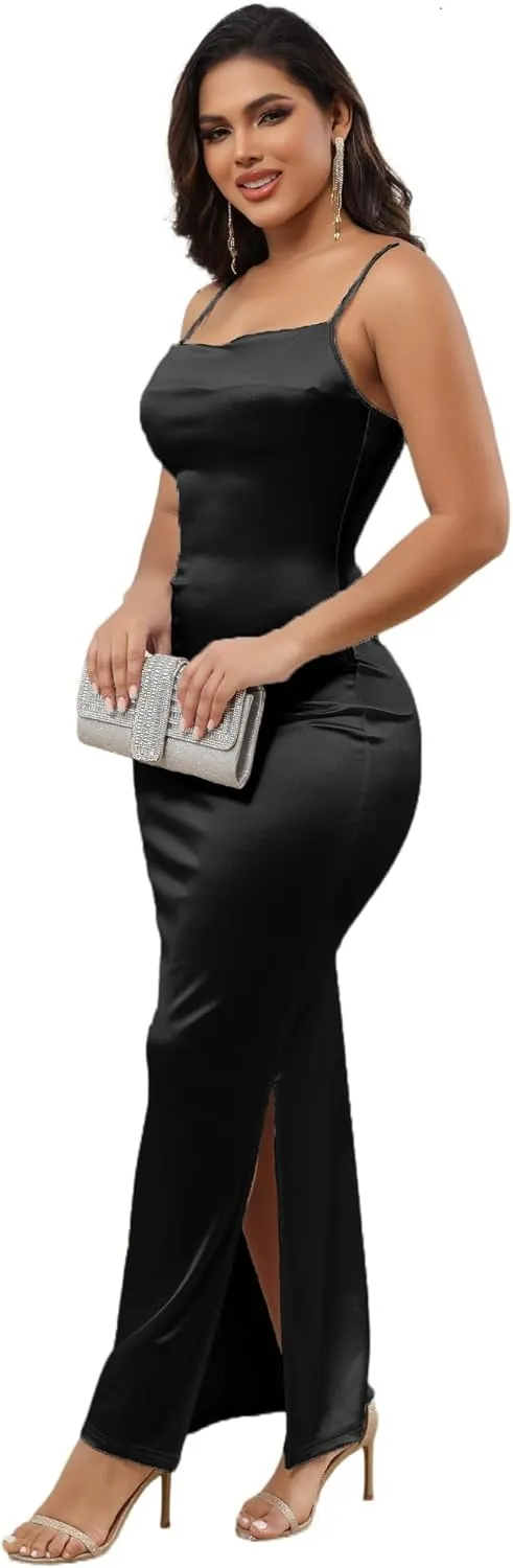 Women's Classic Bodycon Wedding Guest Dress Formal Cocktail Party Evening Gown