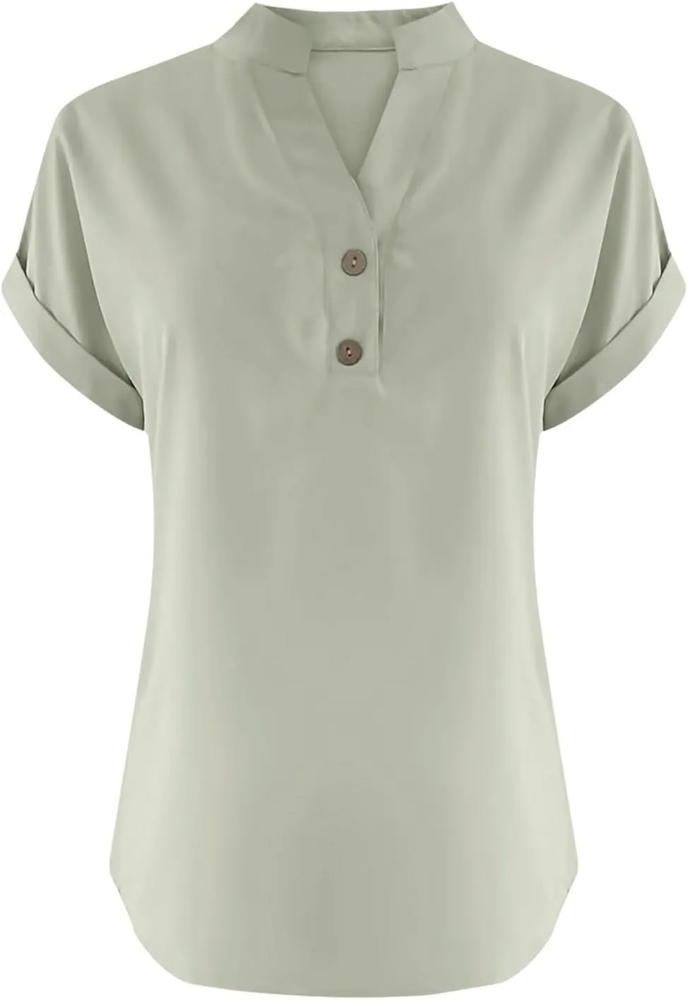 Womens Cotton Linen Blouse Short Sleeve Button V Neck Henley Shirts Lightweight Loose Fit Comfy Casual Summer T Shirt