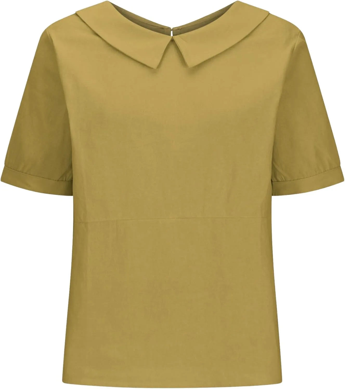 Women's Cotton Shirts Cute Peter Pan Collar Blouse Women Summer Cotton Tops Puff Sleeve Casual Cotton Tunic Tops