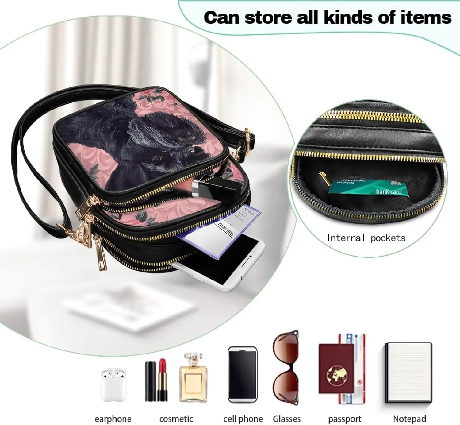 Womens Crossbody Bag Small Messenger Bag Crossbody Purse Cell Phone Bag Wallet Purses Adjustable Strap