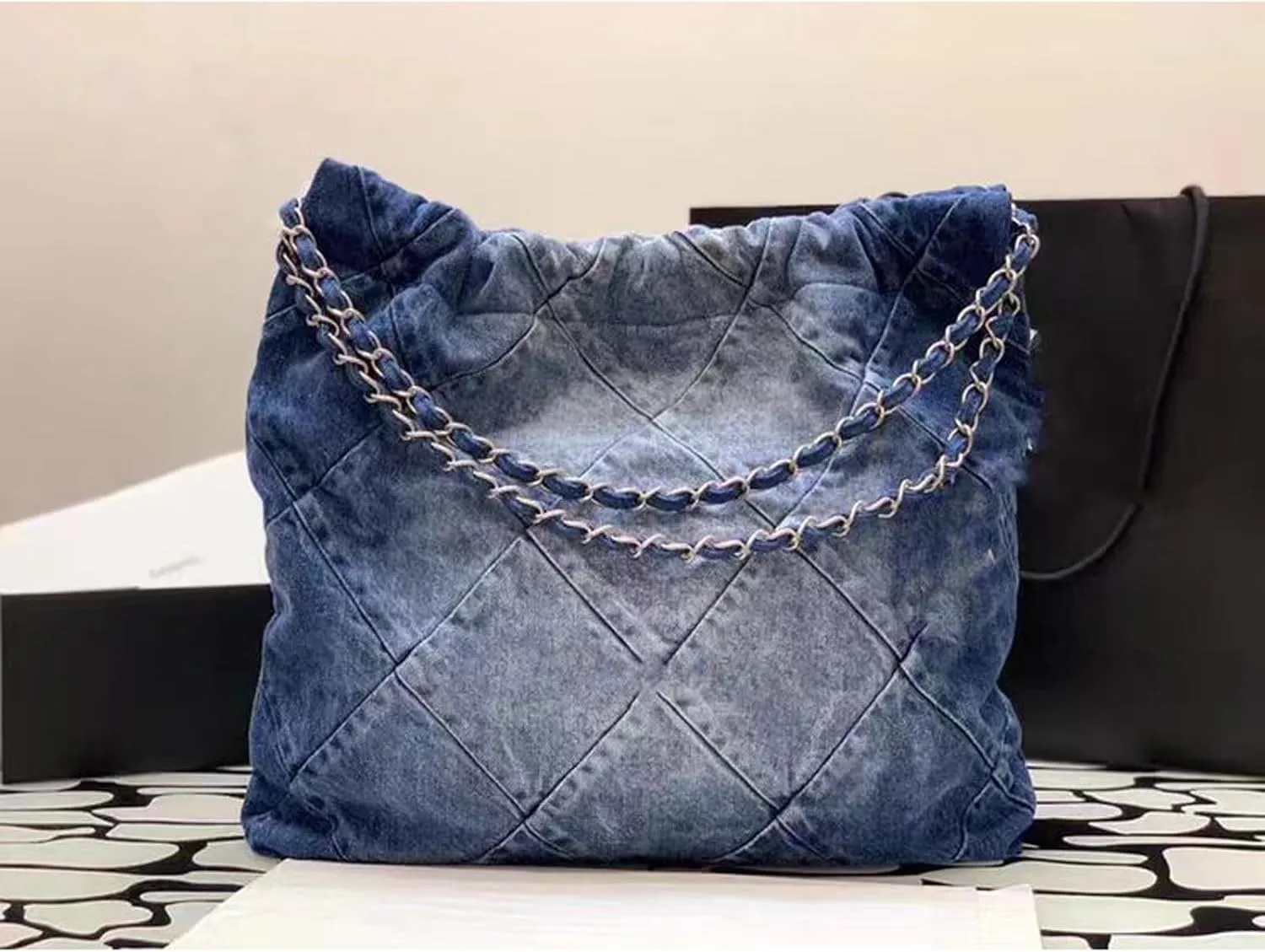 Women's diamond grid chain denim shoulder bag handbag y2kdenim bagsHobo crossbody bag mini wallet