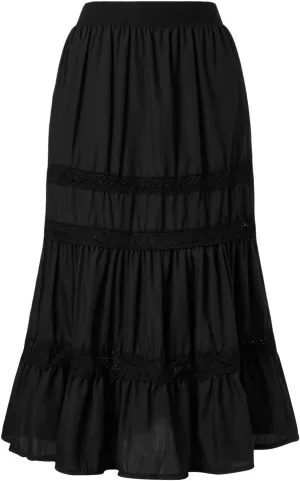 Women‘s Elastic High Waist Layer Ruffle Swing Renaissance Long Maxi Skirt Vintage Y2K Fairycore Lace Trim Green Skirt