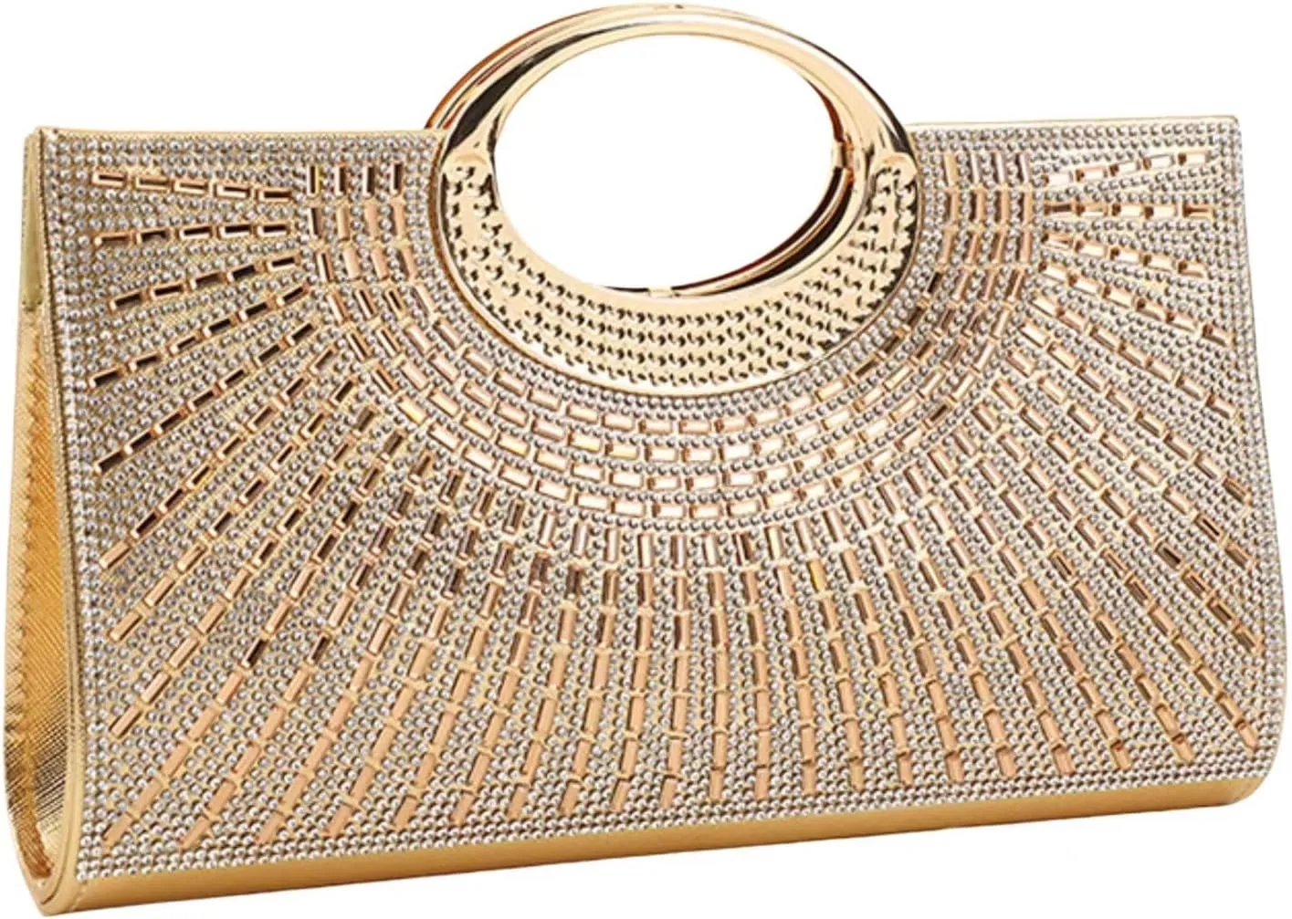 Women's Elegant Crystal Evening Handbag Glitter Top Handle Evening Purse Clutch Wedding Shoulder Bag Small Square Bag
