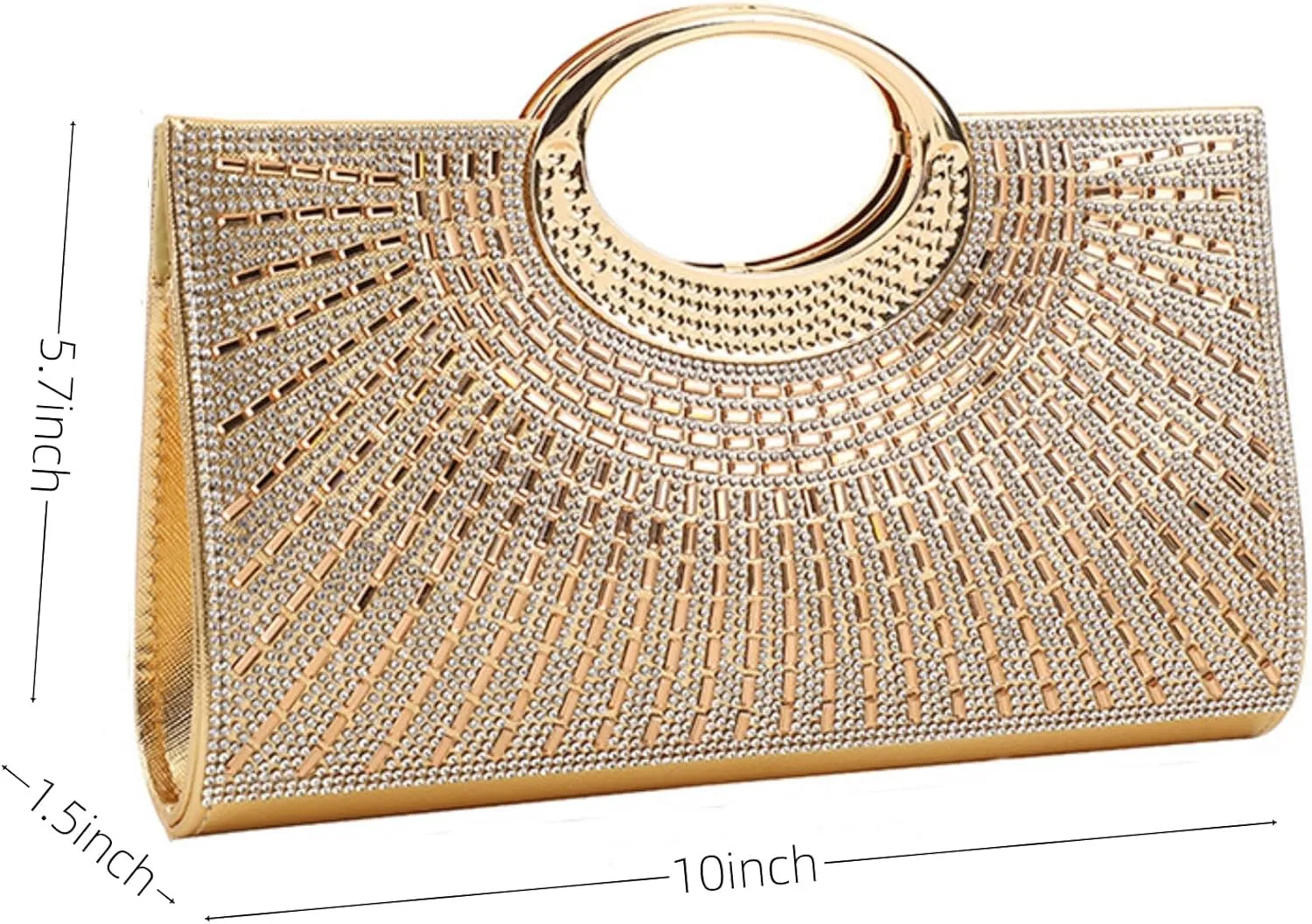 Women's Elegant Crystal Evening Handbag Glitter Top Handle Evening Purse Clutch Wedding Shoulder Bag Small Square Bag