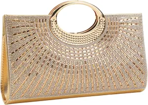 Women's Elegant Crystal Evening Handbag Glitter Top Handle Evening Purse Clutch Wedding Shoulder Bag Small Square Bag