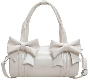Womens Fashion Pillow Shoulder Bag Small PU Leather Crossbody Bag Y2k Tote Purse Handbag Cute Satchel with Bowknot