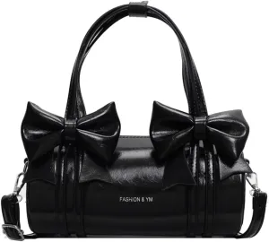 Womens Fashion Pillow Shoulder Bag Small PU Leather Crossbody Bag Y2k Tote Purse Handbag Cute Satchel with Bowknot