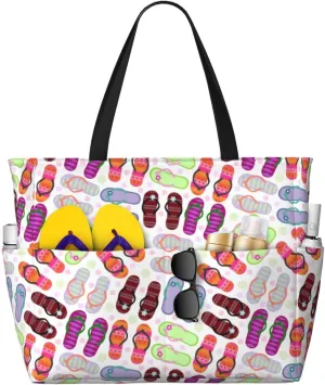 Women's Large Beach Bag Waterproof Travel Tote Bag with Pocket Lightweight Foldable Large Weekender Bags for Pool Vacation