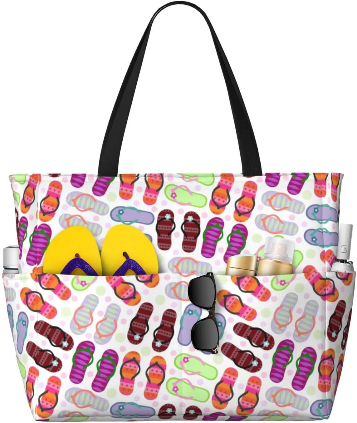 Women's Large Beach Bag Waterproof Travel Tote Bag with Pocket Lightweight Foldable Large Weekender Bags for Pool Vacation