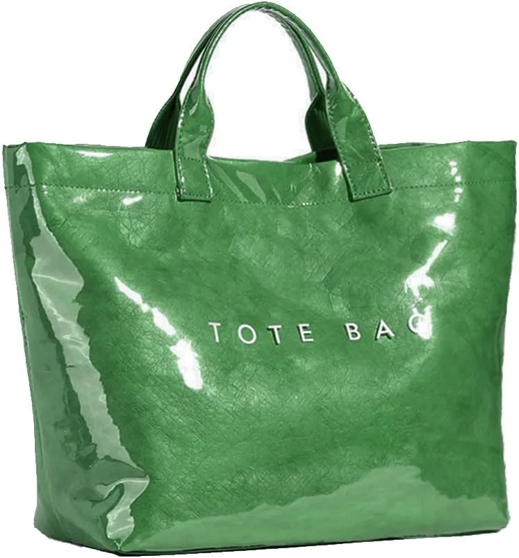 Women's Large PVC Tote Bag Letters Print Handbags Kraft Paper Shoulder Bag Clear Shopping Hobo Bag