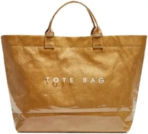 Women's Large PVC Tote Bag Letters Print Plastic Handbags Kraft Paper Clear Shopping Work Shoulder Hobo Bag