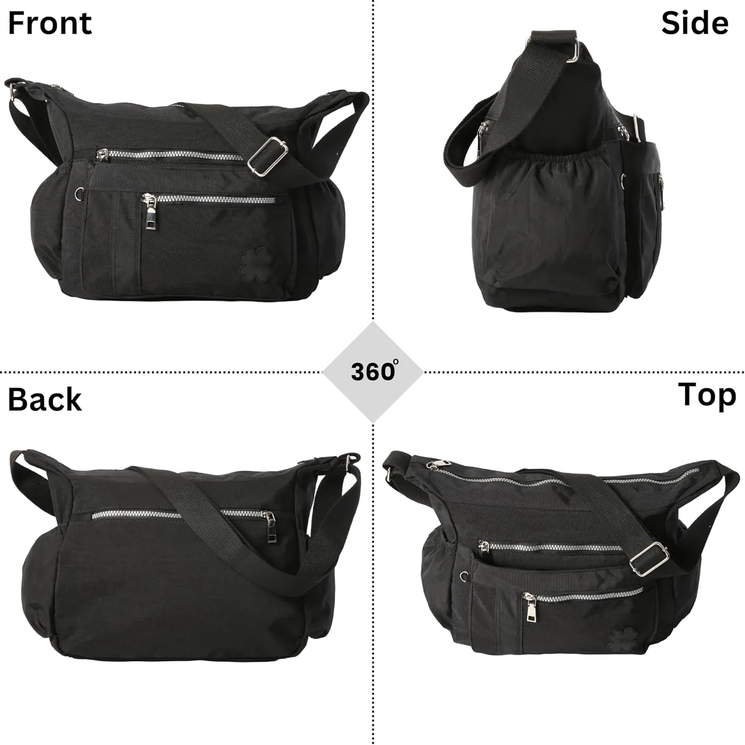 Women's Lightweight Cross Body Handbag - Large Size Multipocket Light Waterproof Fabric Messenger Bag - Kiana