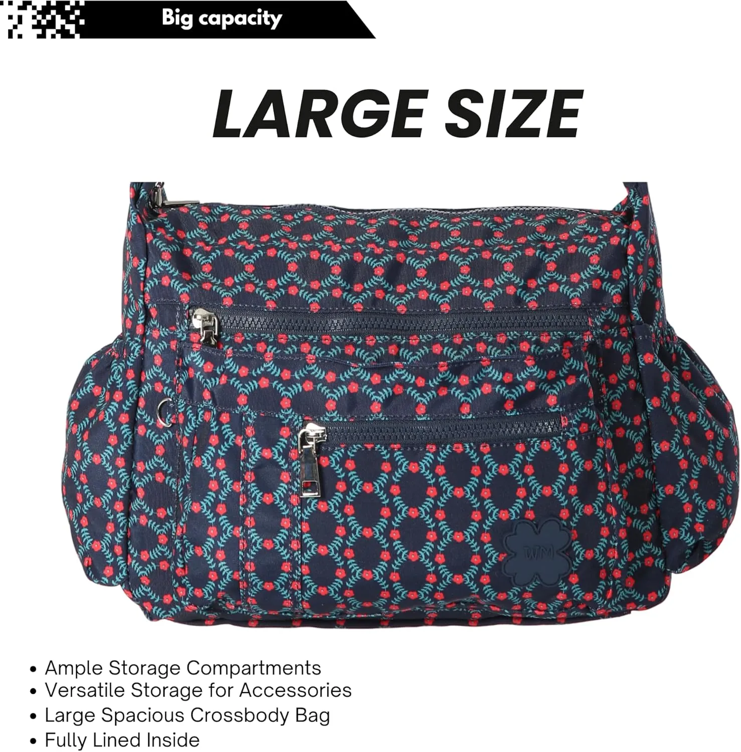 Women's Lightweight Cross Body Handbag - Large Size Multipocket Light Waterproof Fabric Messenger Bag - Kiana
