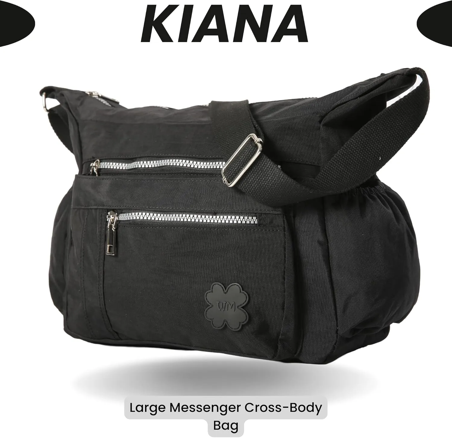 Women's Lightweight Cross Body Handbag - Large Size Multipocket Light Waterproof Fabric Messenger Bag - Kiana