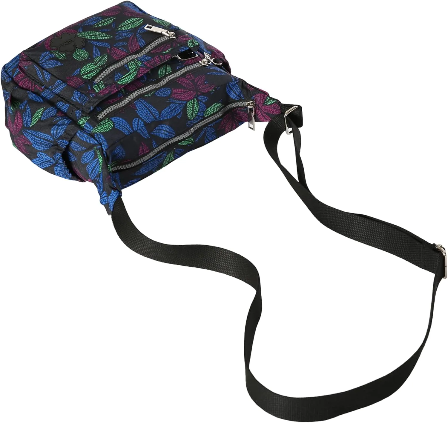Womens Lightweight Cross Body Handbag - Medium Size Multipocket Rainproof Fabric Messenger Cross-Body Bag - Poppy