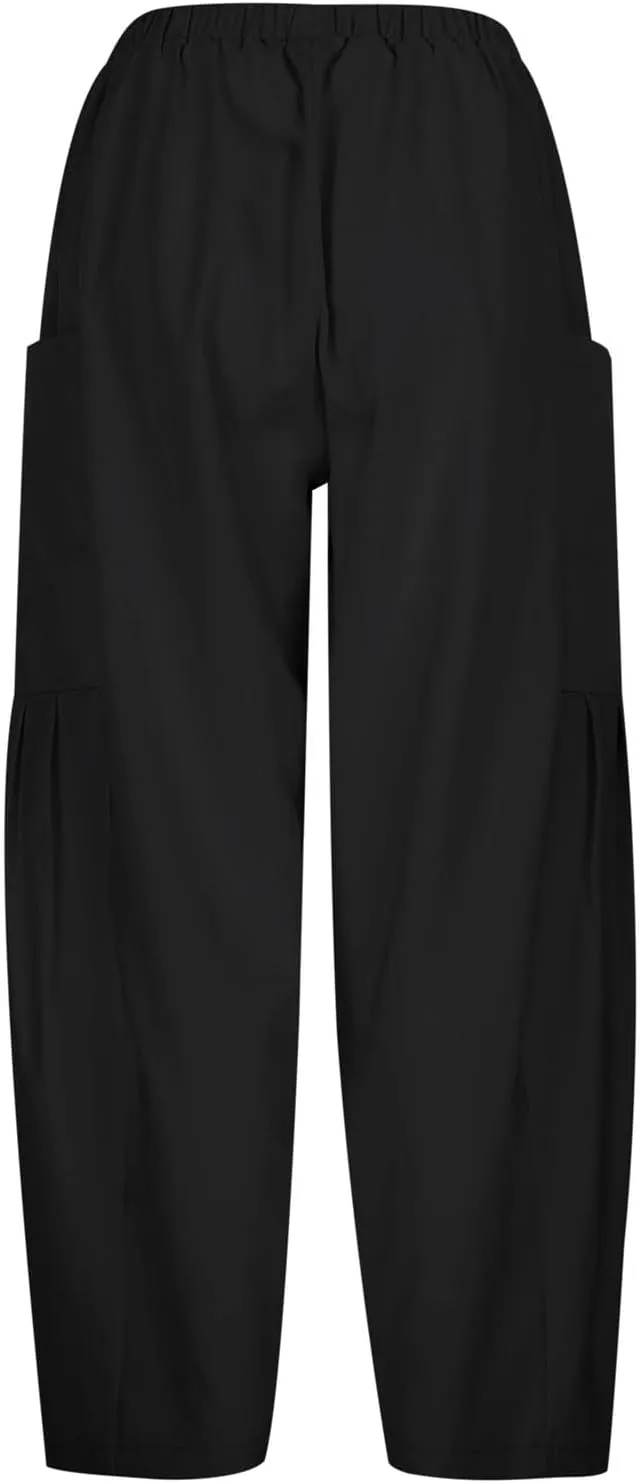 Womens Linen Wide Leg Pants Casual Palazzo Drawstring Summer Beach Travel Vacation Palazzo Harem Pants with Pockets