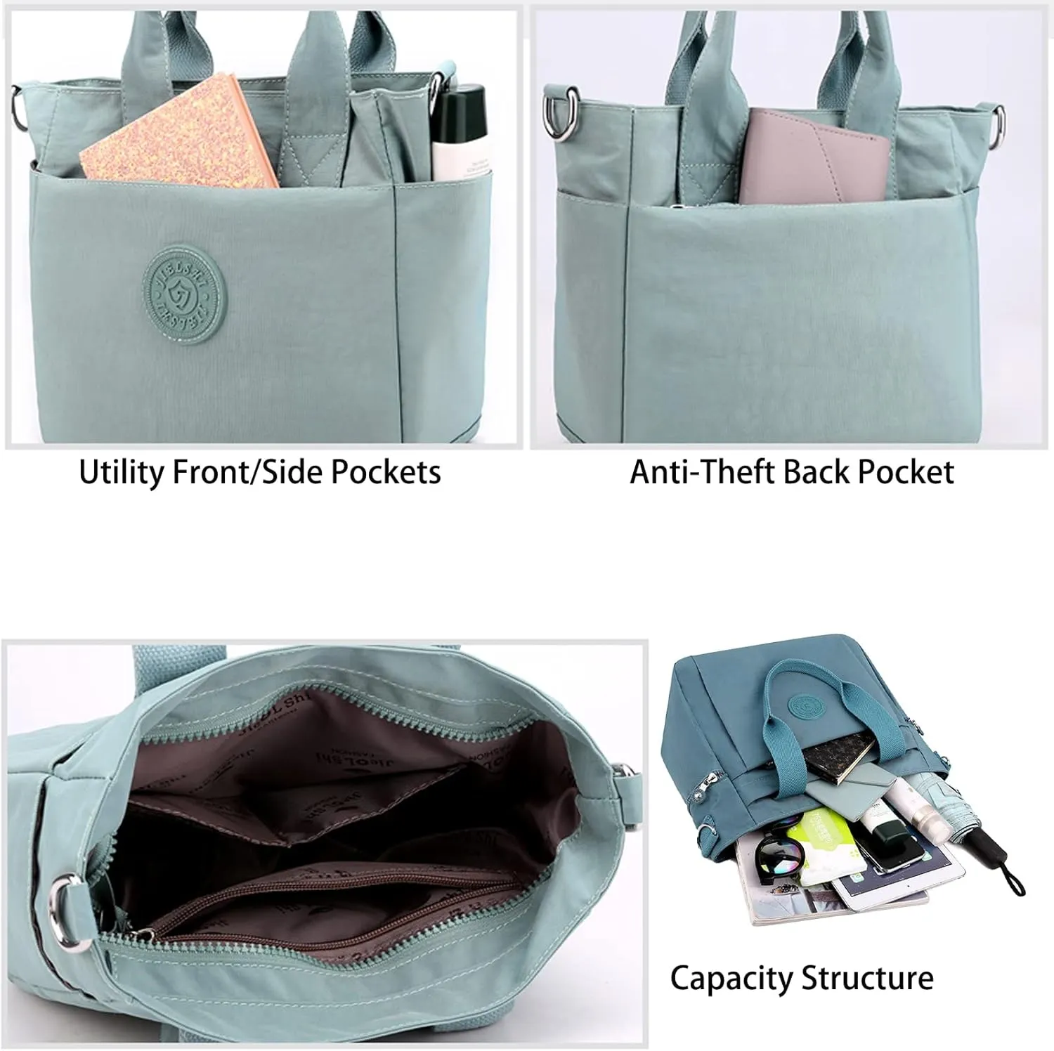 Womens Nylon Waterproof with Zipper Anti Theft Multi-pocket CrossBody Bag, Clutch Wallet with Adjustable Strap Daily Bags (Orange)