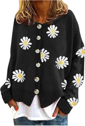 Women's O-Neck Long Sleeve Ribbed Knit Sweater Casual Sweater Warm Top Long Sweater Cardigan Vest