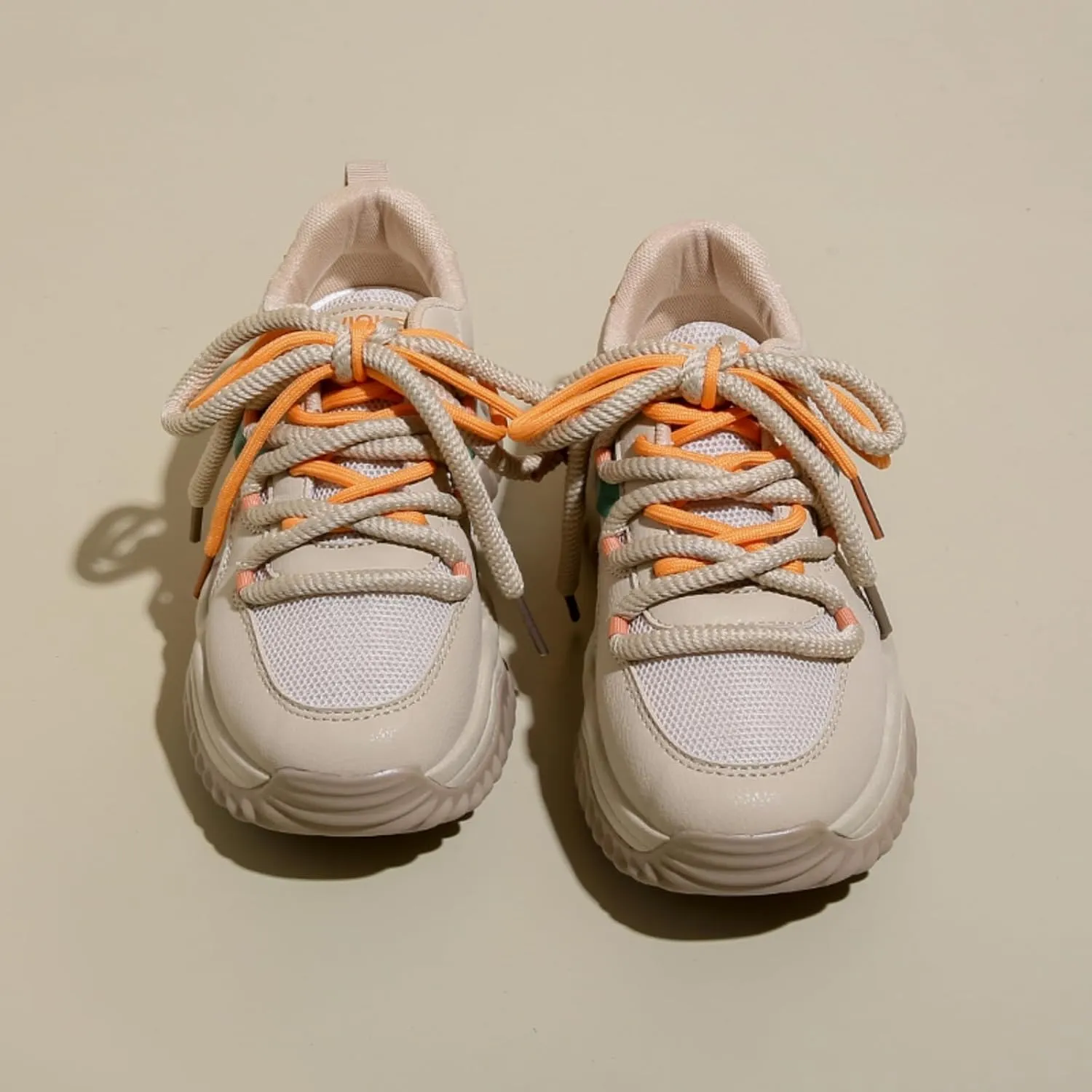 Women's Platform Sneakers, Fashion Chunky Casual Shoes with Colorful Patchwork and Retro Braided Design for Walking