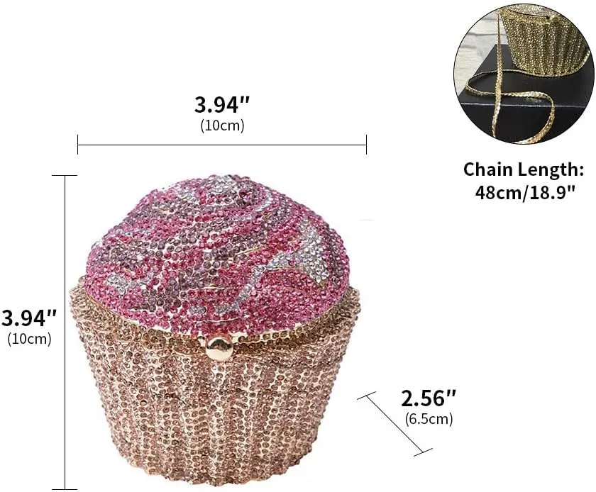 Women's Shoulder Handbags Crystal Cupcake Purse Evening Bag Luxury Purses and Handbags Cupcake Plush Purse Purple Rose