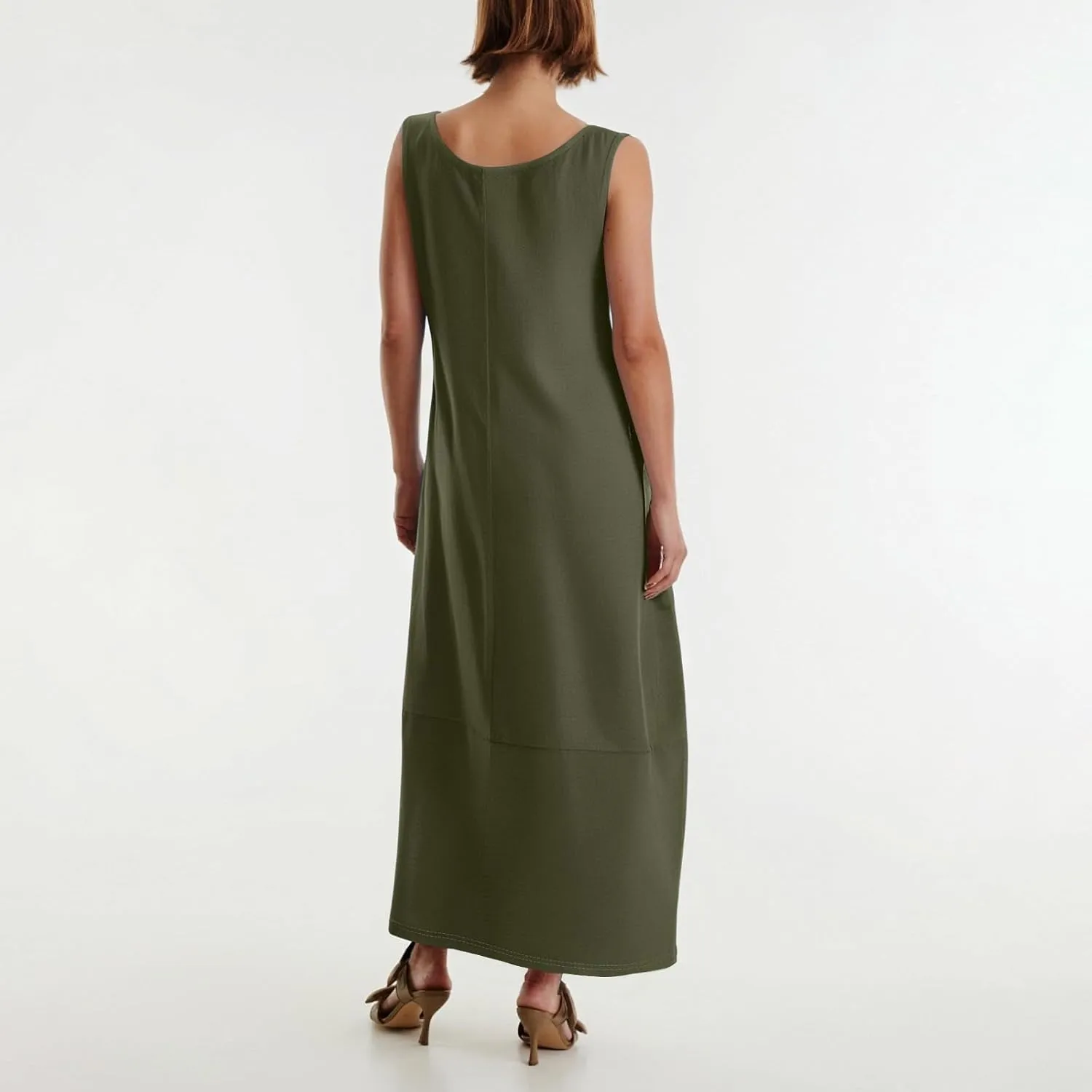 Women's Sleeveless Maxi Casual Loose Fit Long Sundress with Pockets for Summer Beach Vacation
