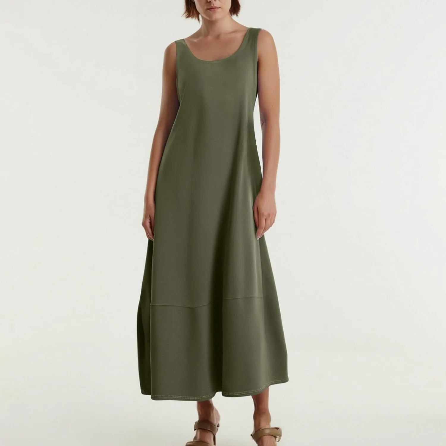 Women's Sleeveless Maxi Casual Loose Fit Long Sundress with Pockets for Summer Beach Vacation