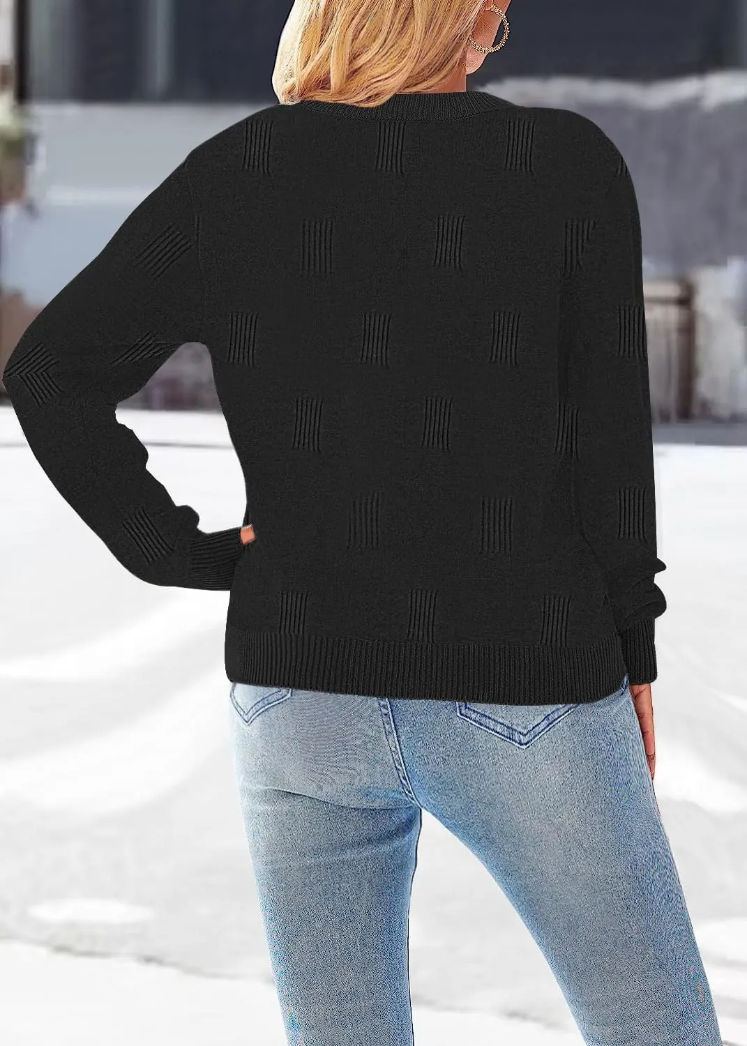Women’s Striped Sweater Long Sleeve Crew Neck Ribbed Knit 2025 Fall Winter Pullover Sweater Tops