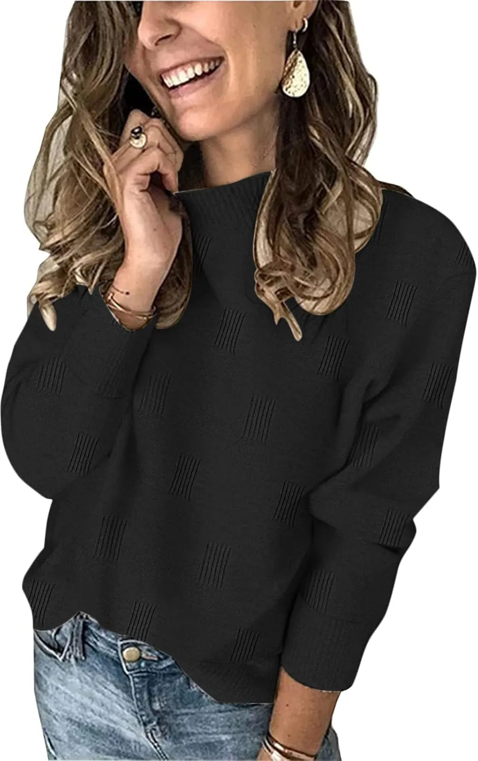 Women’s Striped Sweater Long Sleeve Crew Neck Ribbed Knit 2025 Fall Winter Pullover Sweater Tops