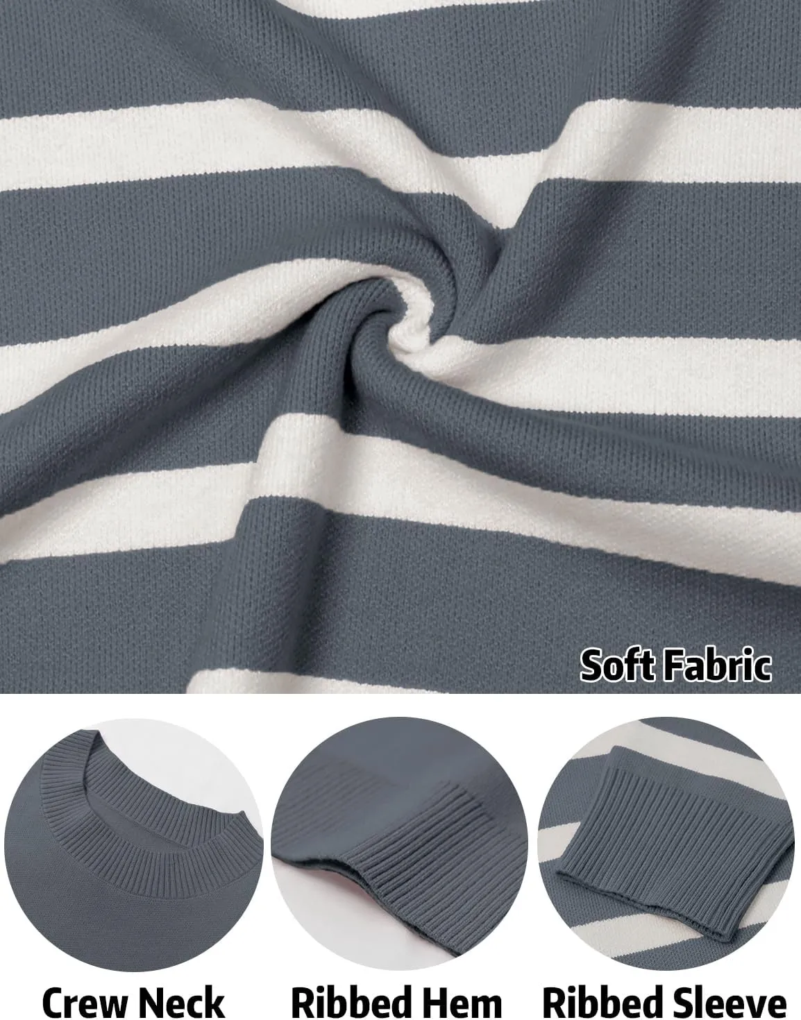 Women’s Striped Sweater Long Sleeve Crew Neck Ribbed Knit 2025 Fall Winter Pullover Sweater Tops