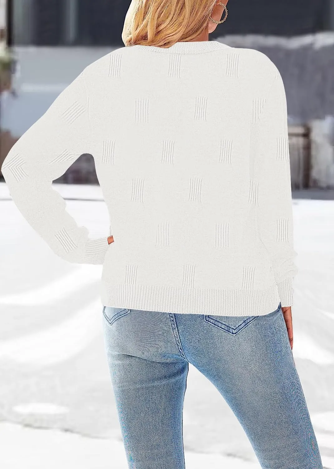 Women’s Striped Sweater Long Sleeve Crew Neck Ribbed Knit 2025 Fall Winter Pullover Sweater Tops
