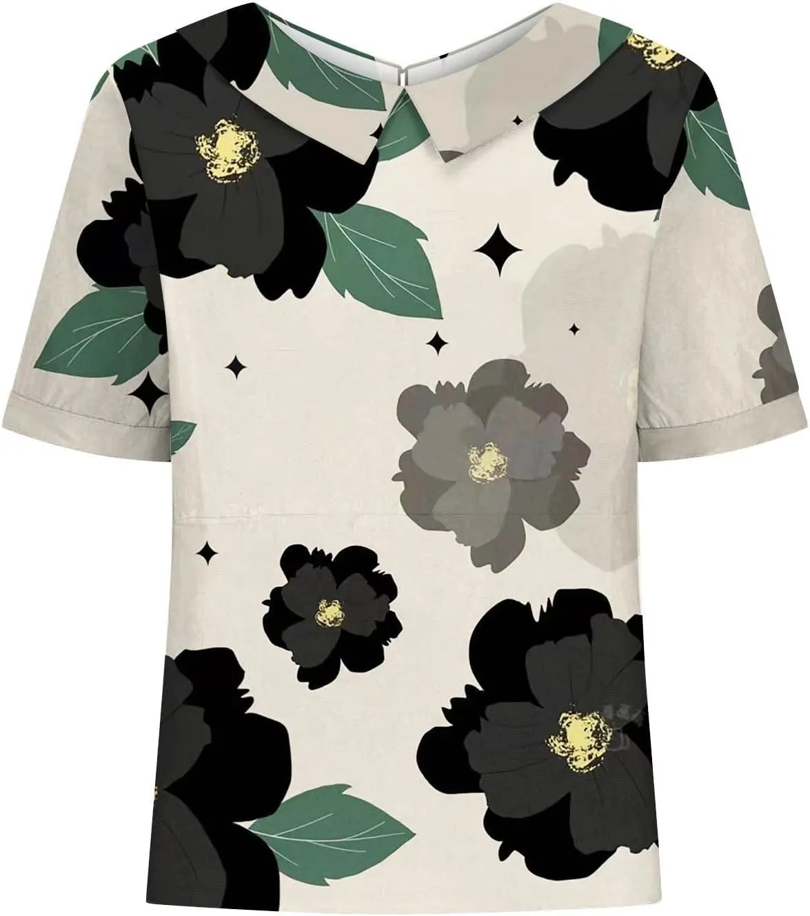 Womens Summer Tops Collar Top Fresh Gradient Short Sleeved Pullover Top Spring Tops for Women Long Sleeve Shirts for
