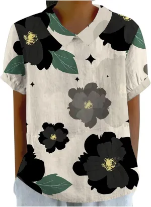 Womens Summer Tops Collar Top Fresh Gradient Short Sleeved Pullover Top Spring Tops for Women Long Sleeve Shirts for