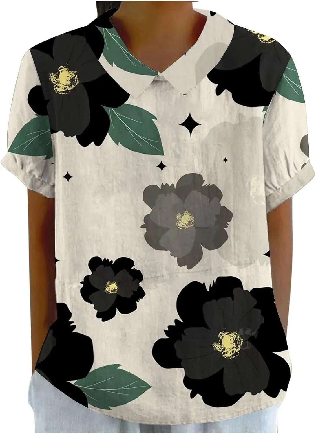 Womens Summer Tops Collar Top Fresh Gradient Short Sleeved Pullover Top Spring Tops for Women Long Sleeve Shirts for