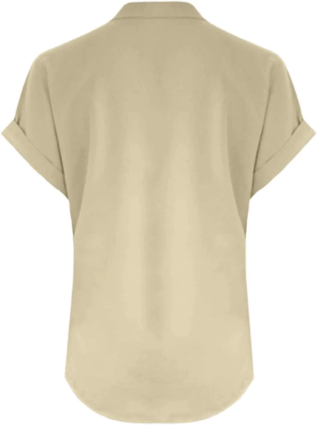 Women's T-Shirts 2025 Summer Trendy Cotton Roll-Up Sleeve Shirts Dressy Casual Button V Neck Blouse Loose Gauze Top