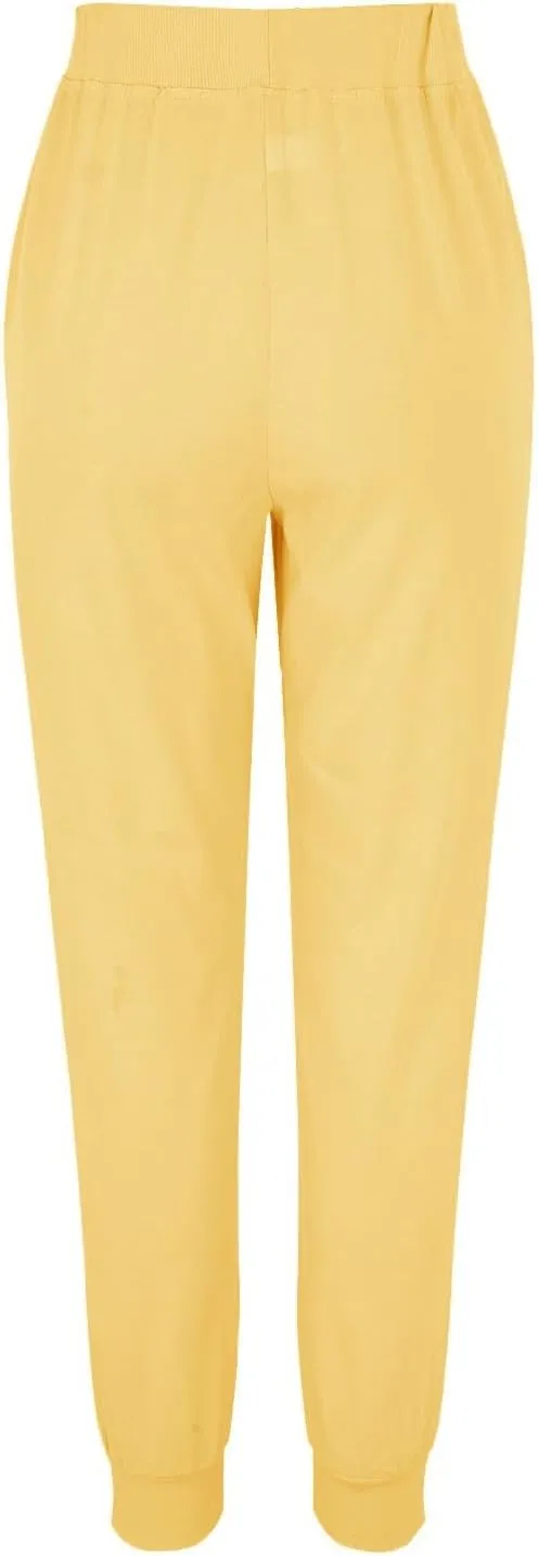 Womens Tapered Pants Cotton Linen Drawstring Elastic Waist Pants Casual Trousers with Pockets Joggers Travel Slacks