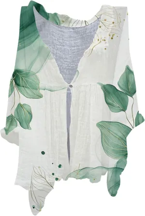 Womens V Neck Blouses Tops Women's Floral Butterfly Print Natural Autumn Casual Long Sleeve Loose Fit Collared White