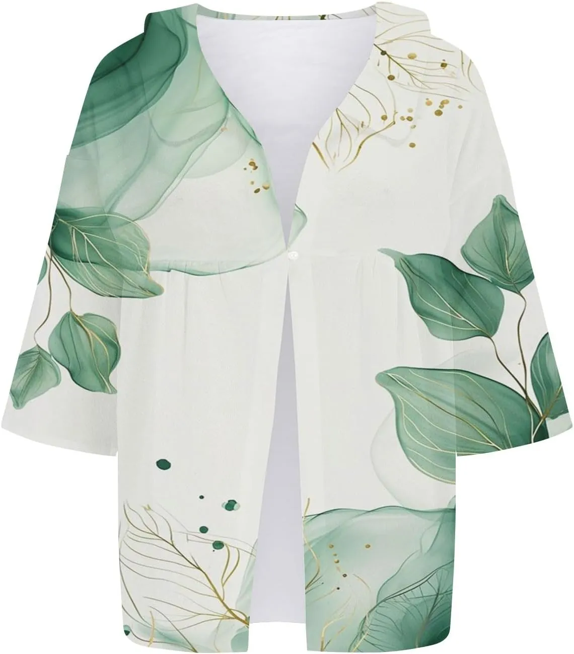 Womens V Neck Blouses Tops Women's Floral Butterfly Print Natural Autumn Casual Long Sleeve Loose Fit Collared White