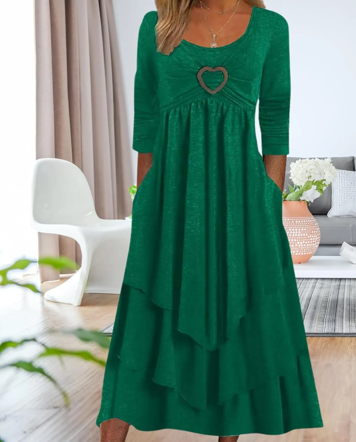 Womens Wedding Guest Maxi Dresses 2024 Fall Swing Ruffle Dress Irregular Hem A Line Flowy Long Sleeve Tiered