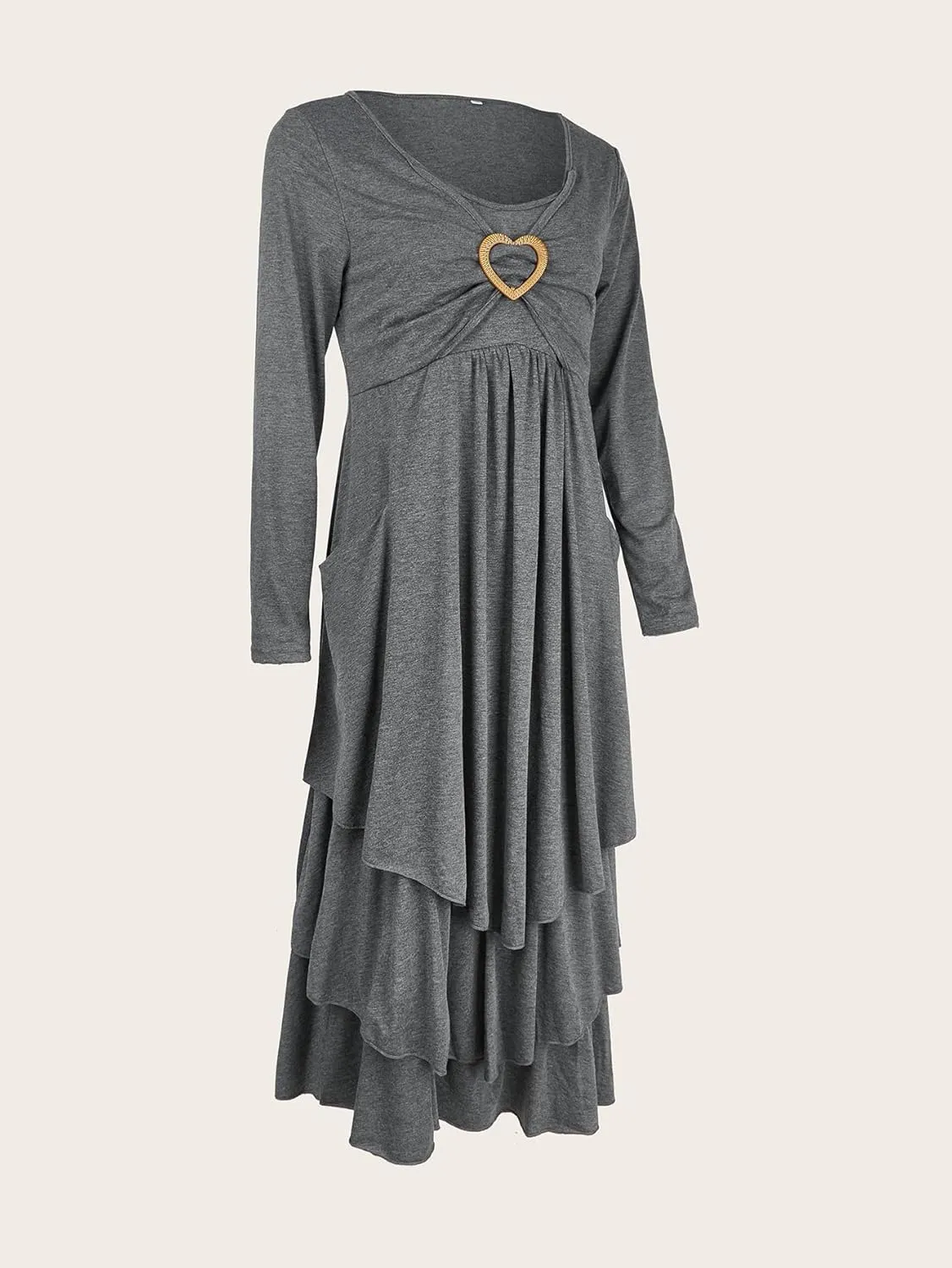 Womens Wedding Guest Maxi Dresses 2024 Fall Swing Ruffle Dress Irregular Hem A Line Flowy Long Sleeve Tiered