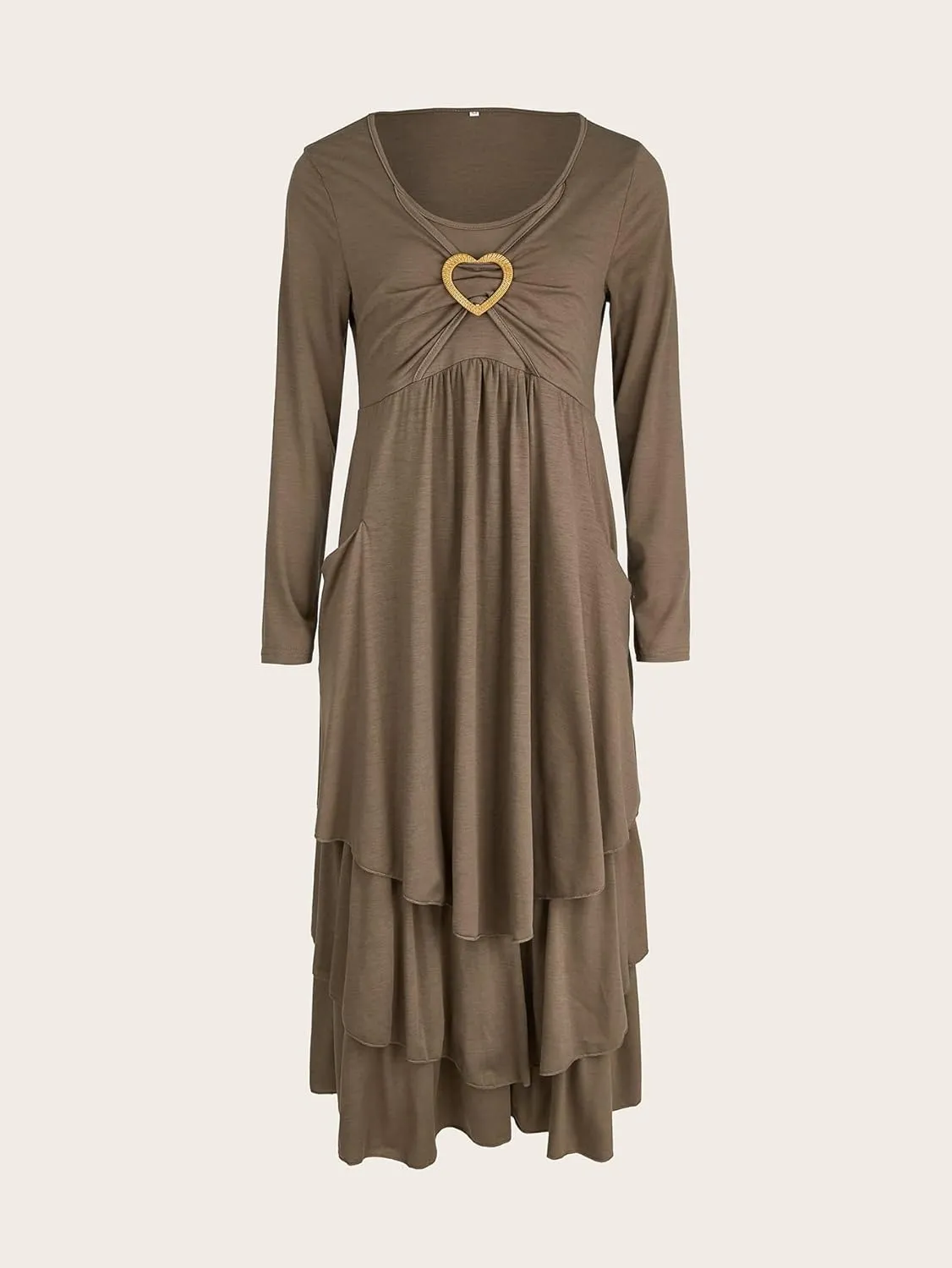 Womens Wedding Guest Maxi Dresses 2024 Fall Swing Ruffle Dress Irregular Hem A Line Flowy Long Sleeve Tiered