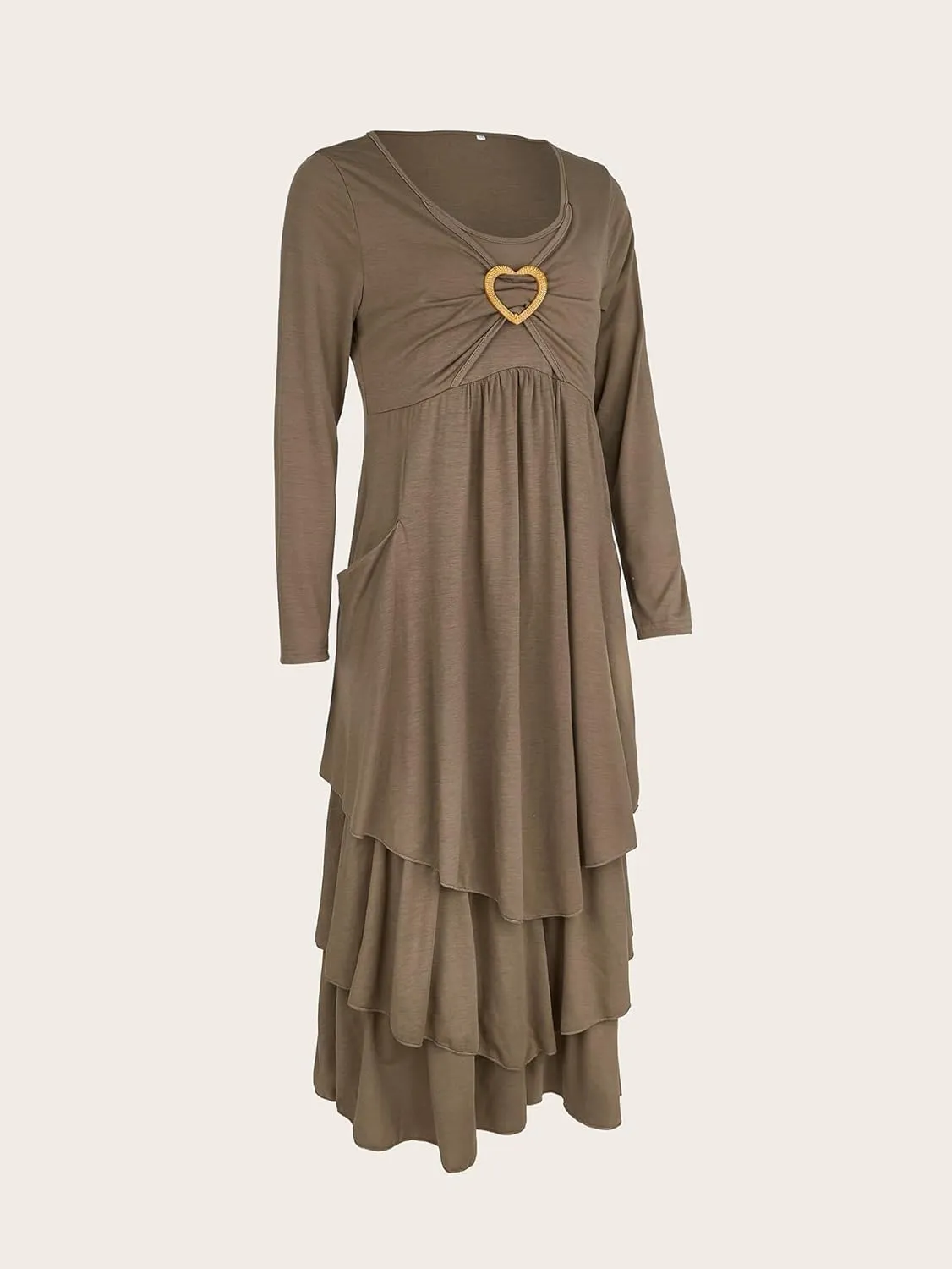 Womens Wedding Guest Maxi Dresses 2024 Fall Swing Ruffle Dress Irregular Hem A Line Flowy Long Sleeve Tiered