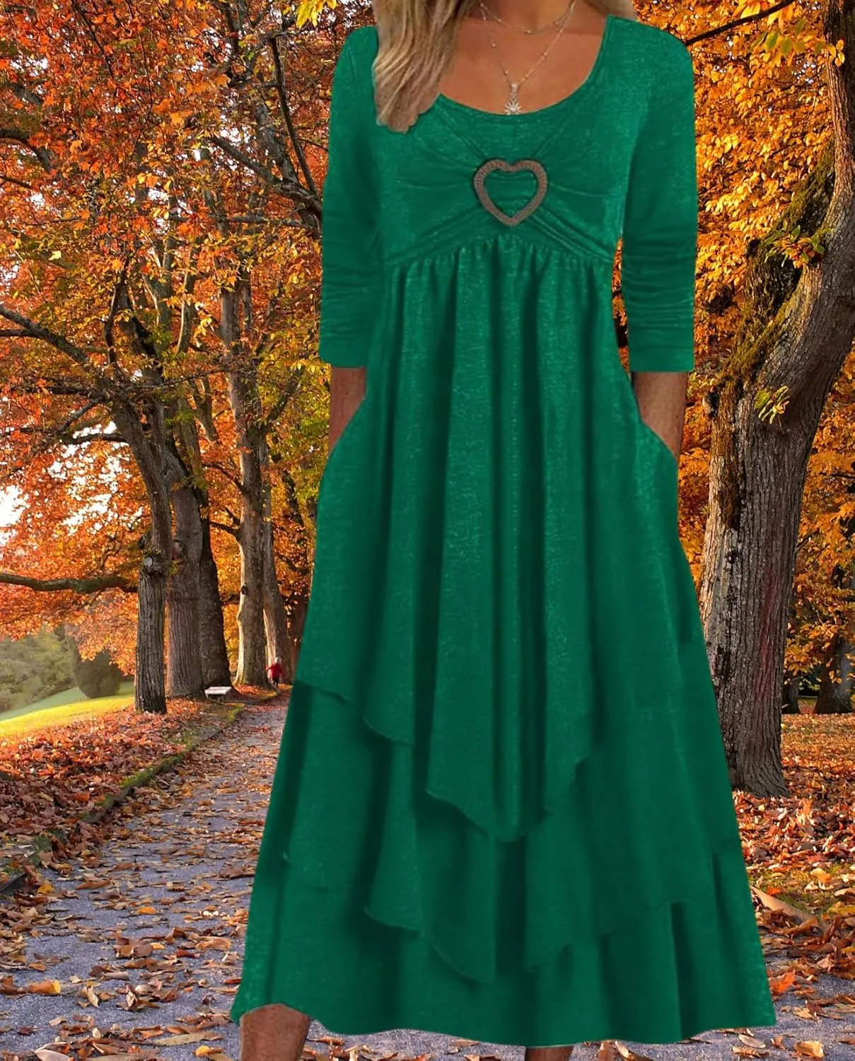 Womens Wedding Guest Maxi Dresses 2024 Fall Swing Ruffle Dress Irregular Hem A Line Flowy Long Sleeve Tiered