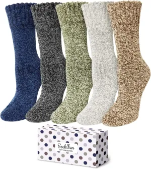Wool Socks for Women and Men - Retro Vintage Striped, Warm Winter Woolen, Stocking Stuffers