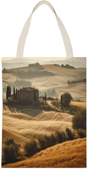 Work Tote Bag, View of Typical Tuscany Landscape Print All-purpose Tote Bag Canvas Tote Bag Fashion Canvas Bag Multipurpose Canvas Bag, 35*45cm